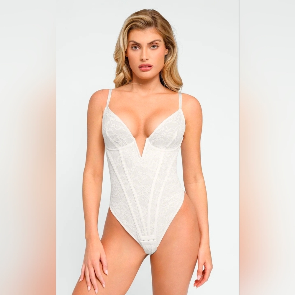 Elegant White Lace Bodysuit